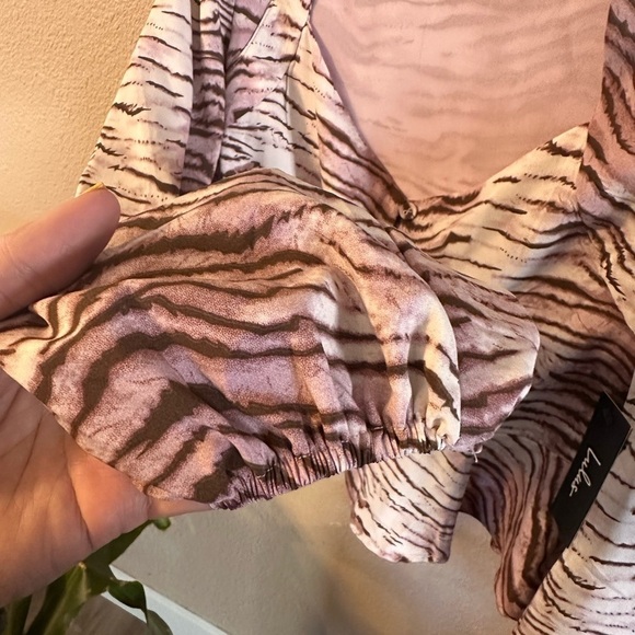 Lulus Wild Gaze Purple Animal Print Button-Up Long Sleeve Peplum Top - Picture 4 of 8